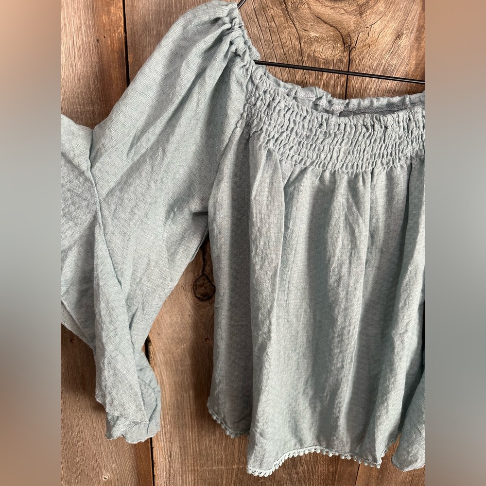 Boutique Off the Shoulder Blouse in Blue Green Size Medium - Picture 5 of 17